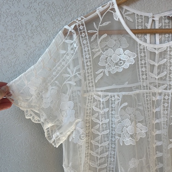 Merona Blouse Lace Floral White size Double Extra Large - Picture 4 of 7